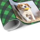 カスタムグリーンバッファロープレイドホリデークリスマス ラッピングペーパー (ロールコーナー)