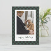 カスタムグリーンバッファロープレイド写真ホリデーカード シーズンカード (スタンド正面)