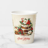 カスタムグリーンパイン素朴ヴィンテージスクリプトクリスマス 紙コップ (裏面)