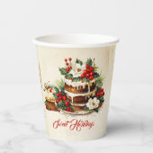 カスタムグリーンパイン素朴ヴィンテージスクリプトクリスマス 紙コップ (正面)