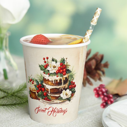 カスタムグリーンパイン素朴ヴィンテージスクリプトクリスマス 紙コップ