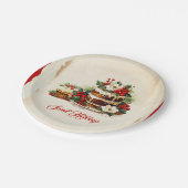 カスタムグリーンパイン葉ビンテージクリスマスパーティー ペーパープレート (アングル)
