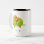 カスタムグリーンパロツラヴバードバードマグ ツートーンマグカップ (正面左)