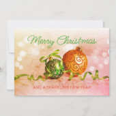 カスタムグリーンピンクオレンジ金ゴールドツリーオーナメント穴 シーズンカード (正面)