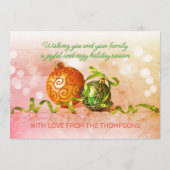 カスタムグリーンピンクオレンジ金ゴールドツリーオーナメント穴 シーズンカード (裏面)