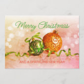 カスタムグリーンピンクオレンジ金ゴールドツリーオーナメント穴 シーズンカード (正面)