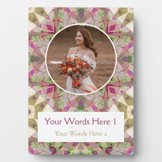 カスタムグリーンピンクパープルスター結婚ズ記念日 フォトプラーク (正面)
