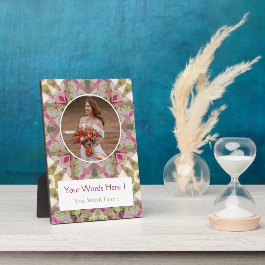 カスタムグリーンピンクパープルスター結婚ズ記念日 フォトプラーク (側面)