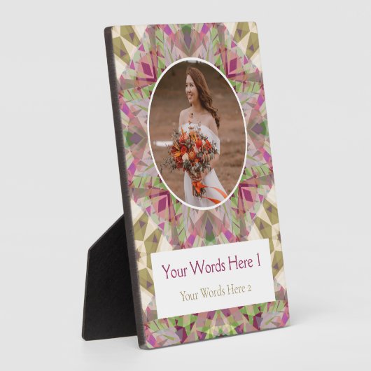 カスタムグリーンピンクパープルスター結婚ズ記念日 フォトプラーク (側面)