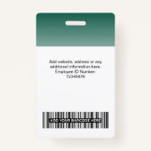 カスタムグリーンフォトバーコードロゴ名グラデーション バッジ (裏面)