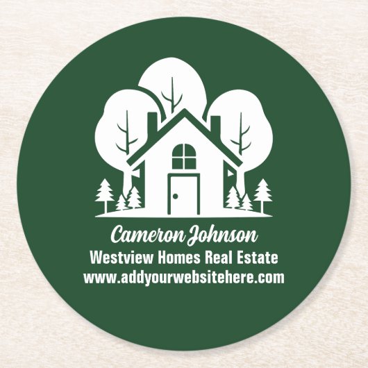 カスタムグリーンフォレストハウス実在エステート会社 ラウンドペーパーコースター (正面)