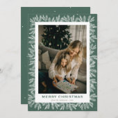 カスタムグリーンフォレストパイン写真クリスマス シーズンカード (正面/裏面)