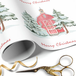 カスタムグリーンフォレストレッドバーンパインクリスマスツリー ラッピングペーパー