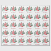 カスタムグリーンフォレストレッドバーンパインクリスマスツリー ラッピングペーパー (フラット)