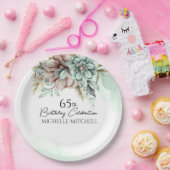 カスタムグリーンフローラヴィンテージ65誕生日 ペーパープレート (パーティー)