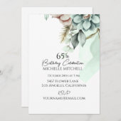 カスタムグリーンフローラヴィンテージ65誕生日 招待状 (正面/裏面)