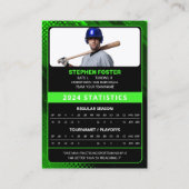 カスタムグリーンブラックプロ野球トレーディングカード統計 コーリングカード (裏面)