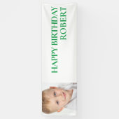 カスタムグリーンホワイトチャイルドの誕生日パーティー写真 横断幕 (縦)