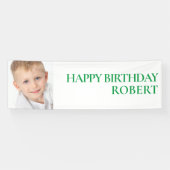 カスタムグリーンホワイトチャイルドの誕生日パーティー写真 横断幕 (横)