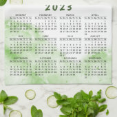 カスタムグリーンホワイトファミリー名写真2023カレンダー キッチンタオル (折り畳み)