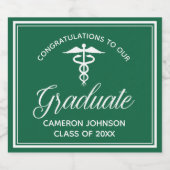 カスタムグリーンメディカルスクール卒業会 スパークリングワインラベル (シングルラベル)