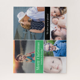 カスタムグリーンメリークリスマスおばあちゃんとおじいちゃん ジグソーパズル