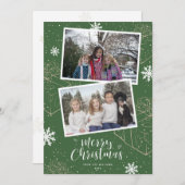 カスタムグリーンメリークリスマスプレゼント写真カード シーズンカード (正面/裏面)