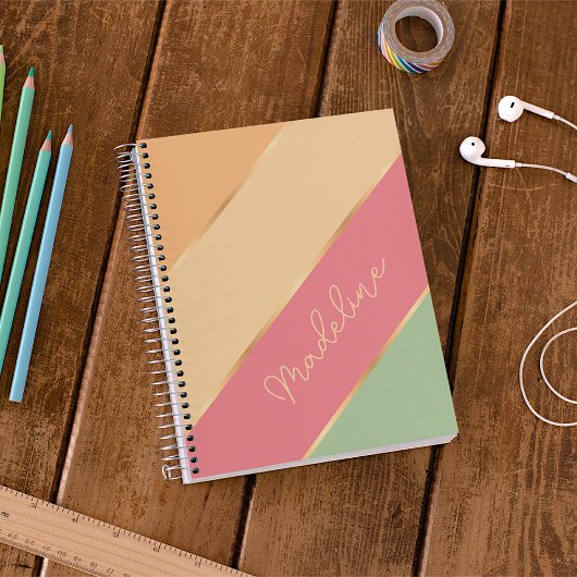 カスタムグリーンメロンレッドオレンジ金ゴールドアーストライプト プランナー手帳