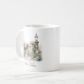 カスタムグリーンリーフ雪のフェンス冬のクリスマス コーヒーマグカップ (正面左)