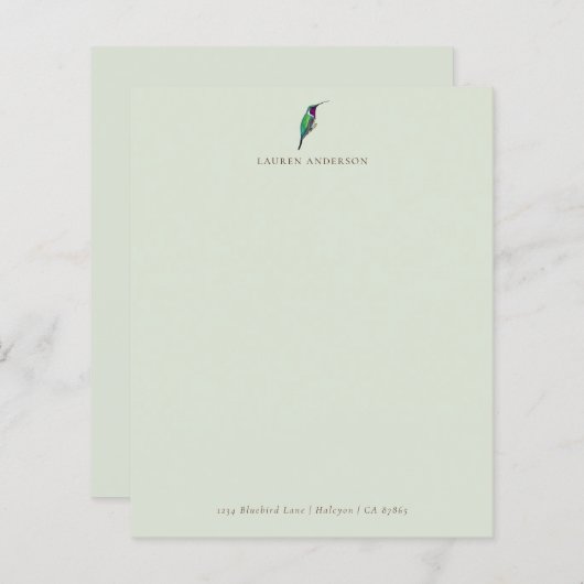 カスタムグリーンルシファーハミングバード文房具紙 (正面/裏面)