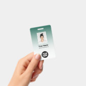 カスタムグリーン写真バーコードロゴ名グラデーション バッジ (手持ち)