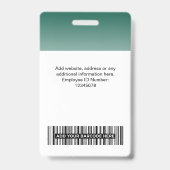 カスタムグリーン写真バーコードロゴ名グラデーション バッジ (裏面)