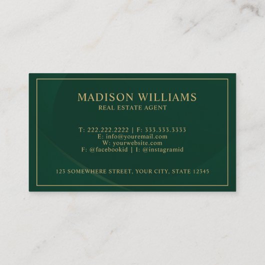 カスタムグリーン及び金ゴールドパタ実在ーン不動産剤 名刺 (裏面)