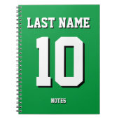 カスタムグリーン姓スポーツジャージー番号 ノートブック (正面)