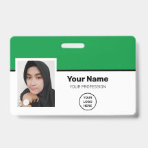 カスタムグリーン従業員フォトバーコード – ロゴ – 名前