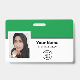 カスタムグリーン従業員フォトバーコード – ロゴ – 名前 バッジ