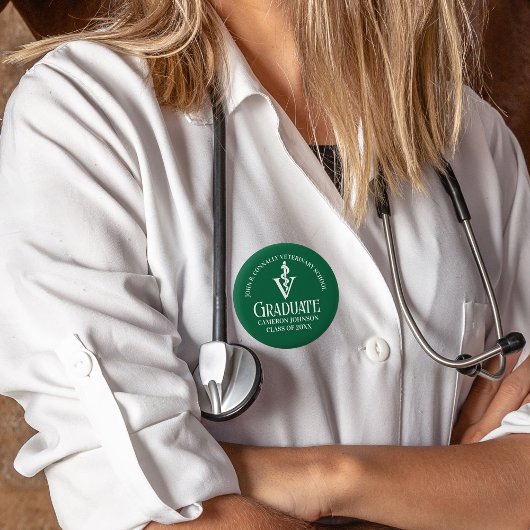 カスタムグリーン獣医学校院名称タグ 缶バッジ