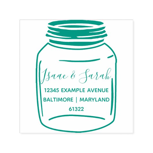 カスタムグリーン素朴メイソンジャー差出人住所 セルフインキングスタンプ (デザイン)