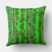 カスタムグリーン葉ストライプ型ソファ枕 クッション (裏面)