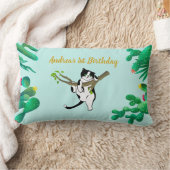 カスタムグリーン1thバースデーキャットグリーンリーキッズ ランバークッション (ブランケット)