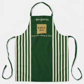 カスタムグリーン&クリームストライプ エプロン (正面)