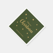 カスタムグリーン&金ゴールドメリークリスマス スタンダードカクテルナプキン (角)