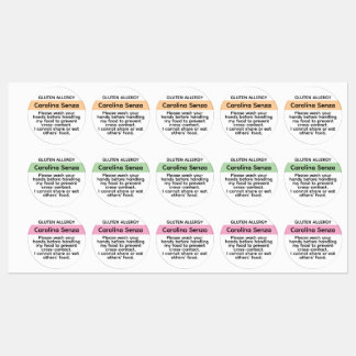 カスタムグルテンアレルギーステッカー子供のランチセーフティ ラベル