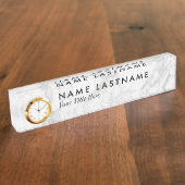 カスタムグレイエレガントホワイトマーブルネームプレート時計 デスクネームプレート (側面)