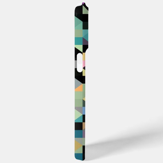 カスタムグレイティール(緑がかった色)ブルーアクアグリーンブラックモザイクアート Case-Mate iPhoneケース (裏面 / 右)