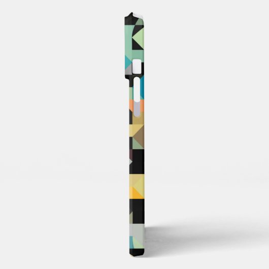 カスタムグレイティール(緑がかった色)ブルーアクアグリーンブラックモザイクアート iPhoneケース (左側面)