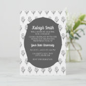 カスタムグレイホワイトフラワーズカレッジトランクパーティー 招待状 (スタンド正面)