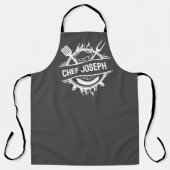 カスタムグレイ名シェフグリル調理師父の日ギフト エプロン (正面)