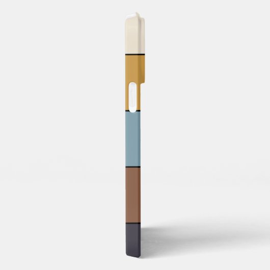 カスタムグレイ青ブラウンマスタード黄ストライプ色 iPhoneケース (右側面)