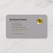 カスタムグレイ+金ゴールドホーム建物建築ルクス 名刺 (裏面)